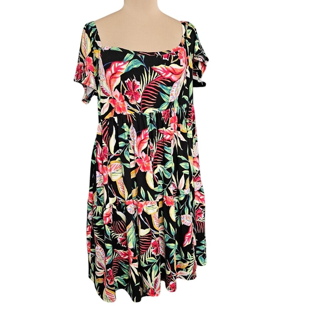 Sundress Short Sleeve Red Black Plus Size 1X Prairie Cottagecore By Blakely